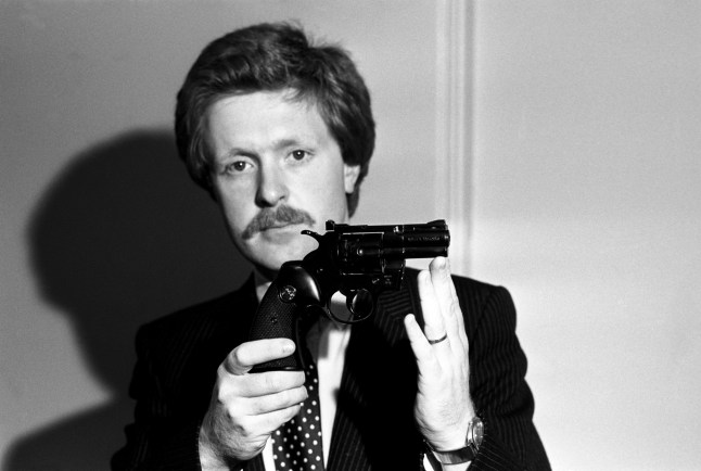 Detective inspector Ian Blair with the 'starting pistol' used by Marcus Sarjeant to fire blank shots at The Queen during the Trooping of the Colour Ceremony