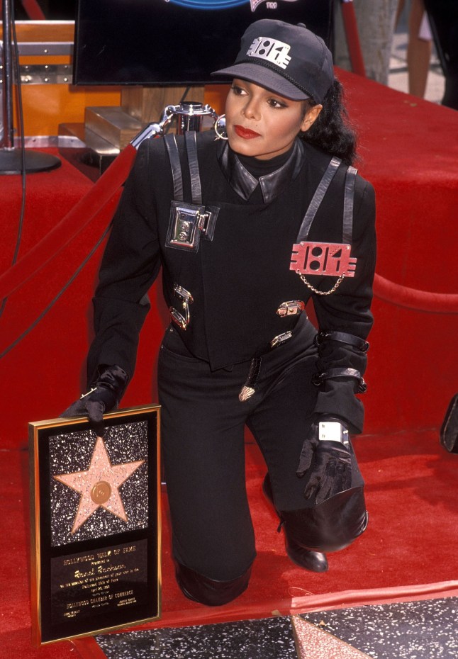 Singer Janet Jackson receives a Hollywood Walk of Fame Star on April 20, 1990 at 1500 Vine Street in Hollywood, California. (Photo by Ron Galella, Ltd./Ron Galella Collection via Getty Images)