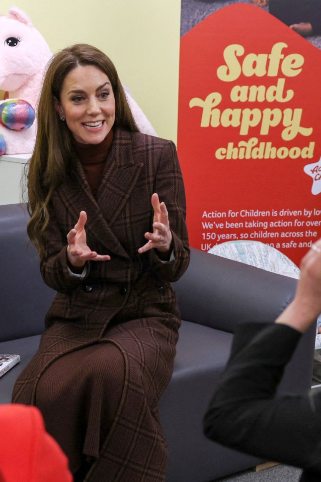 The Princess of Wales, Patron of Action for Children, during a visit to a mother and baby unit inside HMP Styal in Wilmslow, Cheshire, to highlight the importance of strong, loving and consistent mother and baby relationships to a child's development, even in the most challenging of environments. Picture date: Tuesday February 11, 2025. PA Photo. See PA story ROYAL Kate. Photo credit should read: Phil Noble/PA Wire