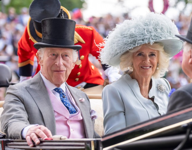 Charles and Camilla attend the Royal Ascot 2024 at Ascot Racecourse.