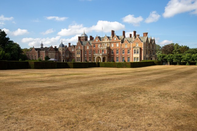 Mandatory Credit: Photo by Bav Media/REX/Shutterstock (13078955e) The parched lawns and grounds of Sandringham House in Norfolk.The Norfolk home of The Queen has not escaped the drought with the normal green lush lawns at Sandringham House bone dry.The 20,000 acre estate is currently open to the public to wander around the landscaped gardens but like the rest of the country the grounds are looking parched with warning signs for visitors not to have any barbecues.It comes after South East Water has imposed a hosepipe and sprinkler ban across Kent and Sussex from August 12, with fines of ?1,000 issued to rulebreakers. Butterfly Meadow at Sandringham House, UK - 08 Aug 2022