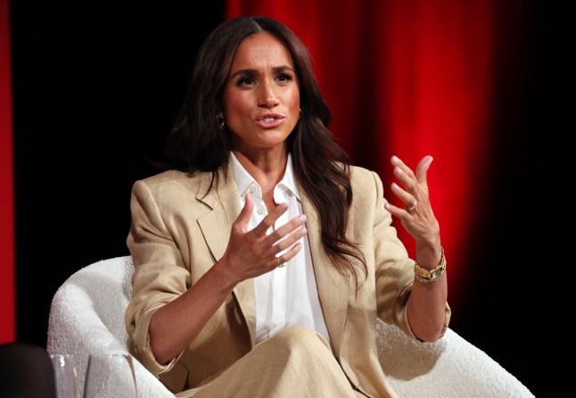 NEW YORK, NEW YORK - APRIL 23: Meghan, Duchess of Sussex speaks onstage during the 2025 TIME100 Summit at Jazz at Lincoln Center on April 23, 2025 in New York City. (Photo by Jemal Countess/Getty Images for TIME)
